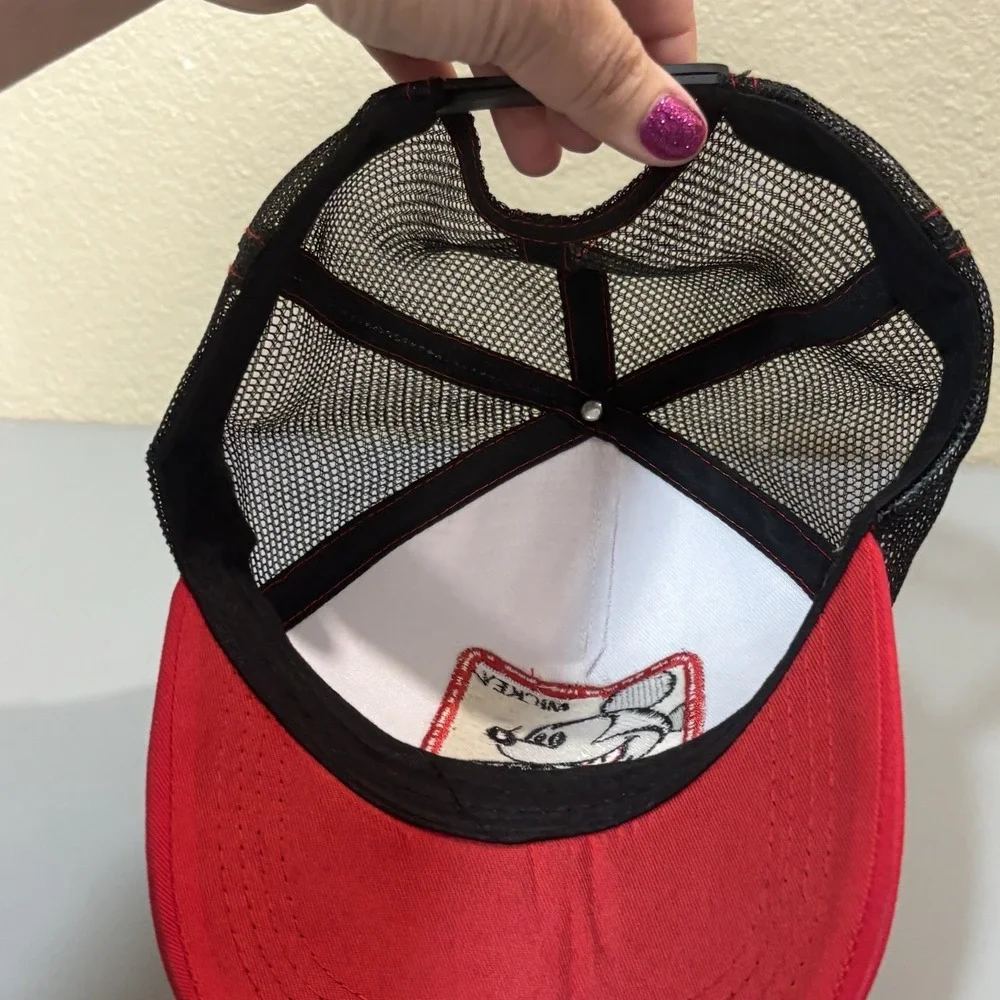 Disney Mickey Mouse Ball Hat Cap Trucker Style Vented Red Adult Collectible Item